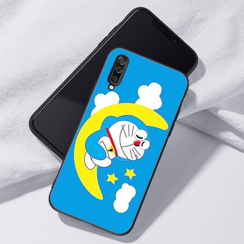 Cute Doraemon Moon Phone Case For Samsung Galaxy A12 A22 A31 A32 A50 A51 A70 A71 A72 A11 A21S A02S A10S A20S A30S A52 S 5G Cover