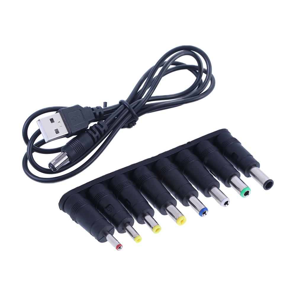 1 Conversion Plug Laptop Power Adapter Charging Cord DC Connector DC Power Supply Adapter USB to DC Jack Interchangeable Plugs