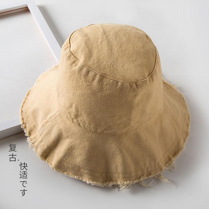 Classic Solid Color Rough Edge Sunshade Bucket Hat Ins Basin Hat Versatile Simple Male and Female Students Sunscreen Hat