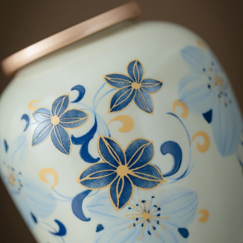 Creative Floral Ceramic Storage Jar Moisture-Proof Sealed Jar Cartoon Floral Portable Tea Canister Storage Container Home Decor