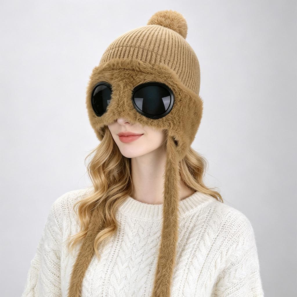 Women's Lined Winter Hat with Ear, Warm Trapper Hat and Hat with for Cold