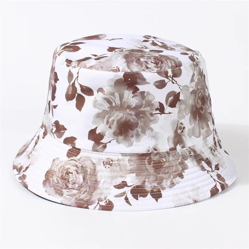 LDSLYJR Spring Summer Polyester Print Bucket Hat Fisherman Hat Outdoor Travel Sun Cap for Girl and Women 09