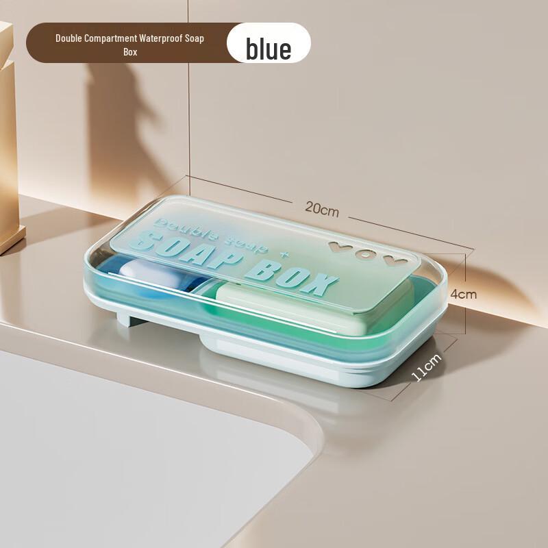 Draining Double-Compartment Soap Dish with Lid