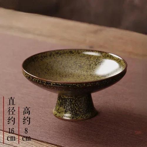 Chinese retro high-footed refreshment tray tea ceremony set fruit traytraybasketJapaneseceramicstonewaredessert fruitstorage