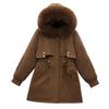 Winter Clothing Large Fur Collar Medium and Long, Cotton-padded Jacket Women's Fashion Cotton-padded Jacket Velvet Cotton-padded Jacket