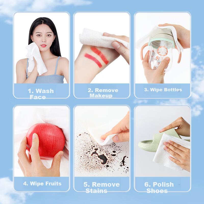 Grace Travel Compressed Towels, Disposable Face Wipes for Business Trips, Extra Large Portable Facial Tissues, 37*25cm, Pack of 14