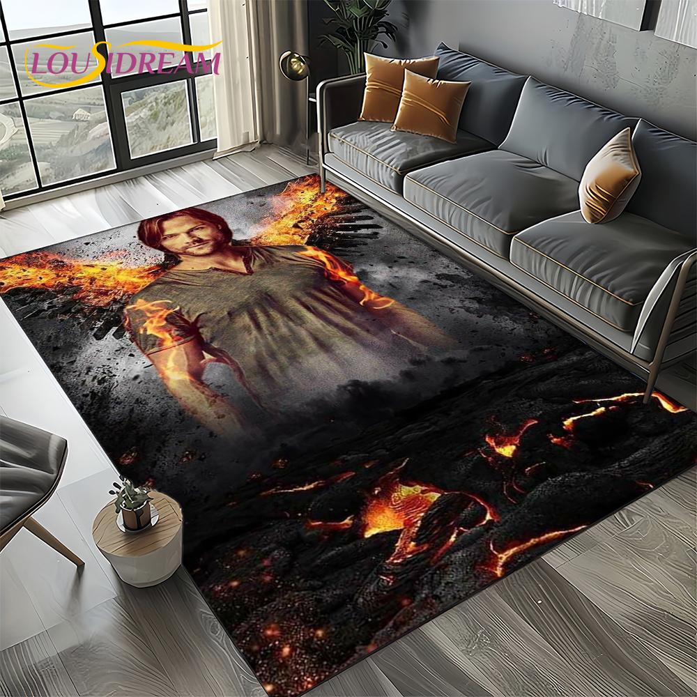 3D SPN Supernatural Sign Dean Sam Carpet Rug for Living Room Bedroom Home Sofa Decoration,Kids Play Area Rug Non-slip Floor Mat