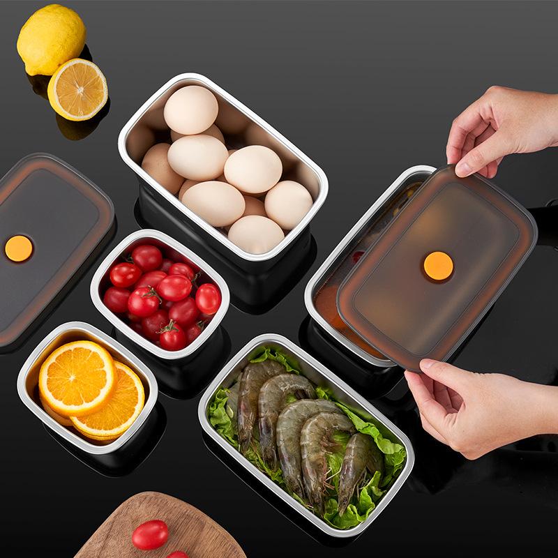 Portable Food Fruit Bento Box 304 Stainless Steel Lunch Box With Lid Snacks Containers Box Leak-Proof Storage Fresh-keeping Box