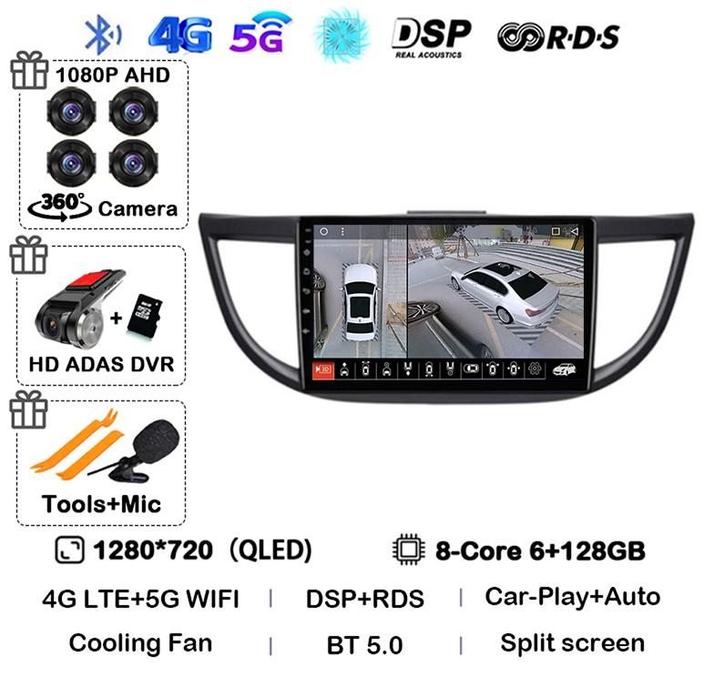 Android 14 Carplay For Honda CRV CR-V 2011 2015 2016 2017 2018 Car Radio Multimedia Video Player Navigation GPS Head Unit Stereo