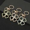 Keychain Pendant Rhinestones Four Leaf Clover Design Zinc Alloy Key Chain with Lobster Clasp Easy to Hang Key Holder Backpack Car Accessory