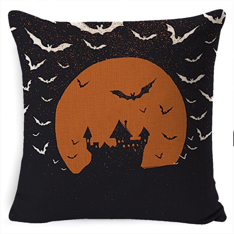 Halloween Pillow Pumpkin Little Witch Horror Cushion Linen Cushion Cover Holiday Party Pillow Cover Bed Backrest