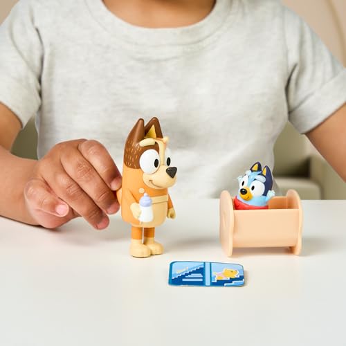 BLUEY Figure 2-Pack Baby Race | 2-Figure Pack with Chili and Baby and Cradle Accessories, 17616