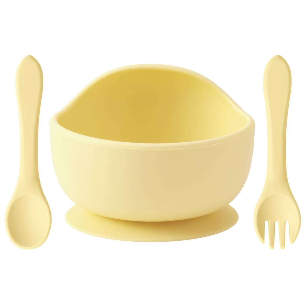 Color Kids 3-delat Silikon Baby Matset Sugskål BPA-fri Småbarn Självmatning Träningssked Gaffel Porslin Gåvor