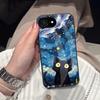 Case for iPhone 16e/17e Anime Black Cat Starry Cloud Print Phone Cover Acrylic Hard Back Shell With Flexible TPU Edge