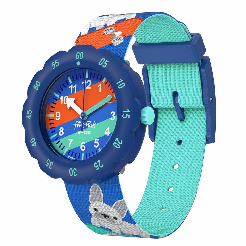 Swatch Flik Flak Skating Frenchie Watch FPSP075 Boys' Blue