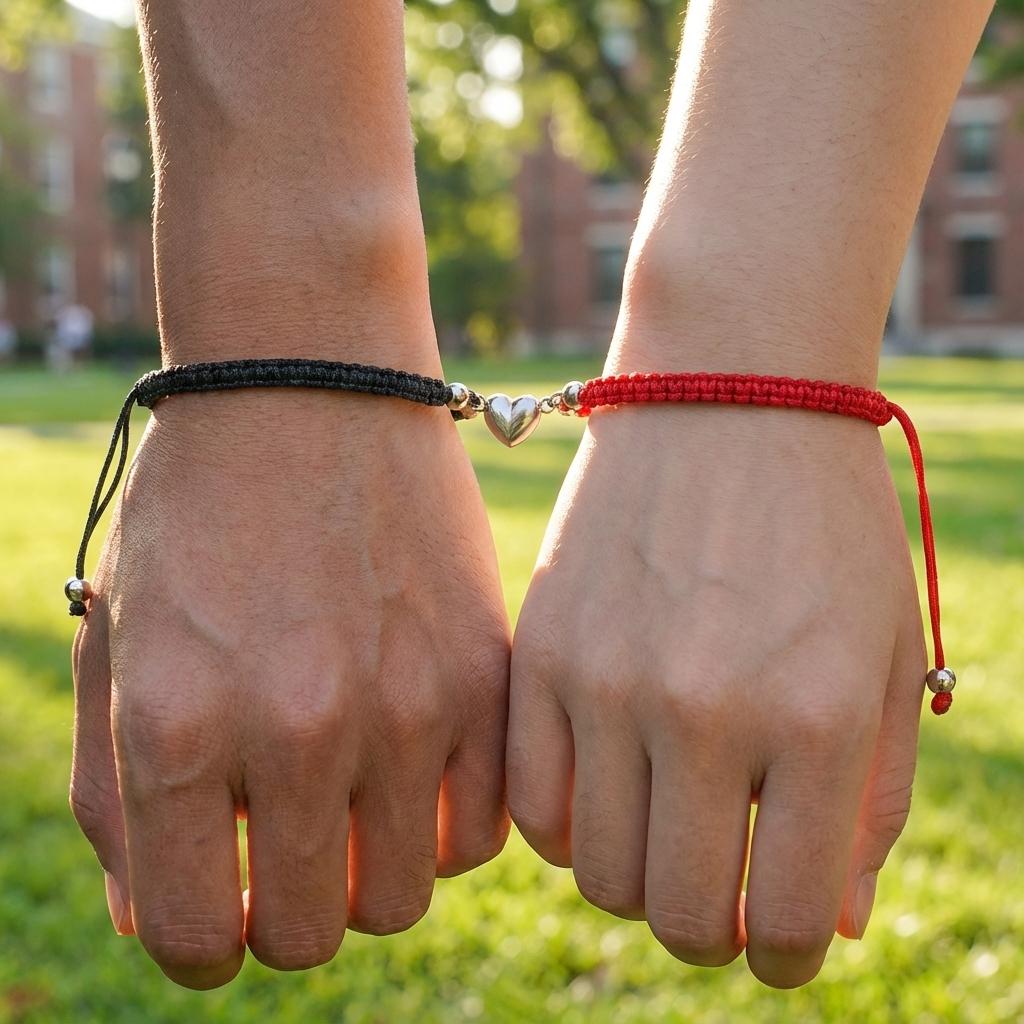 2Pcs/Set Magnetic Couple Bracelets for Lover Friendship Jewelry Pinky Promise Card Matching Braided Rope Bangle Gift Accessories