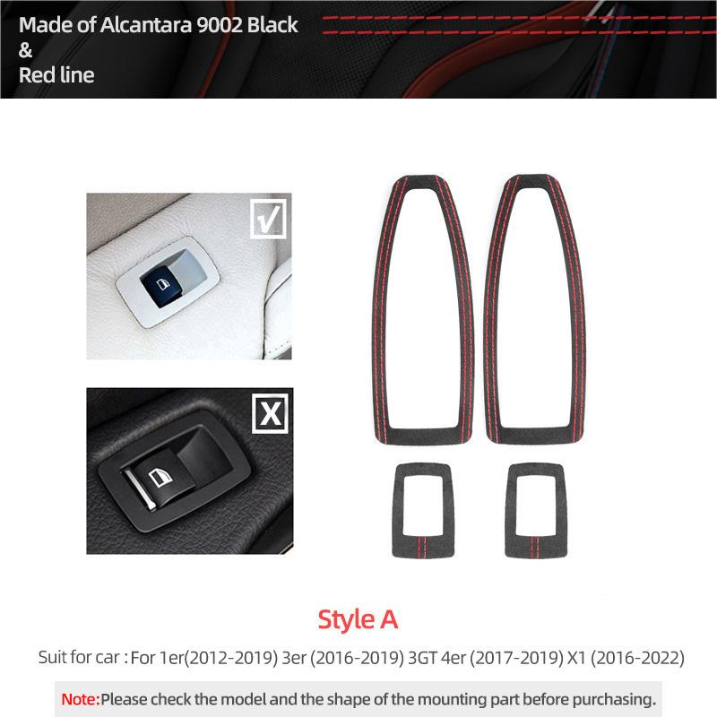 For BMW X1 F48 F20 F30 F30 F34 Made of Alcantara Window Switch Lift Panel Trim Performance 4pcs Sticker Car Interior Accessories