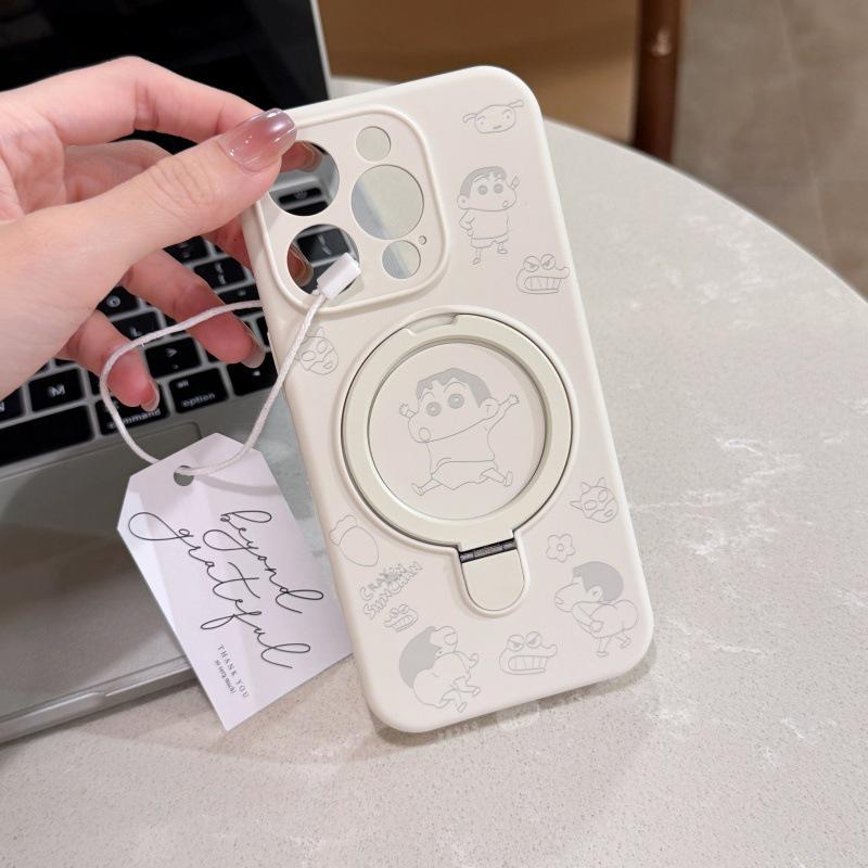 iPhone 17 Pro Max Liquid Cartoon Ring Stand Case with Precise Cutouts and Magnetic Anti-Fall Protection