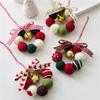 Small Wool Ball Holiday Hanging Craft Feature Soft Felt And Sparkling Bells Christmas Decorative Accent