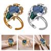 Elegant Flame Shaped Teardrop Ring Blue To Green Gradient Cubic Zirconia Stones Adjustable 17.7mm Opening