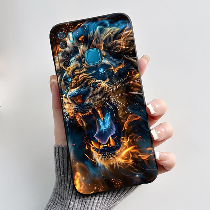 Handyhülle Für Infinix S5/S5 lite/X652/Camon 12 Air/CC6 Schwarz Niedliche Cartoons Bemalte Hülle Stoßdämpfer Weiche Stoßfeste Schwarze Hülle