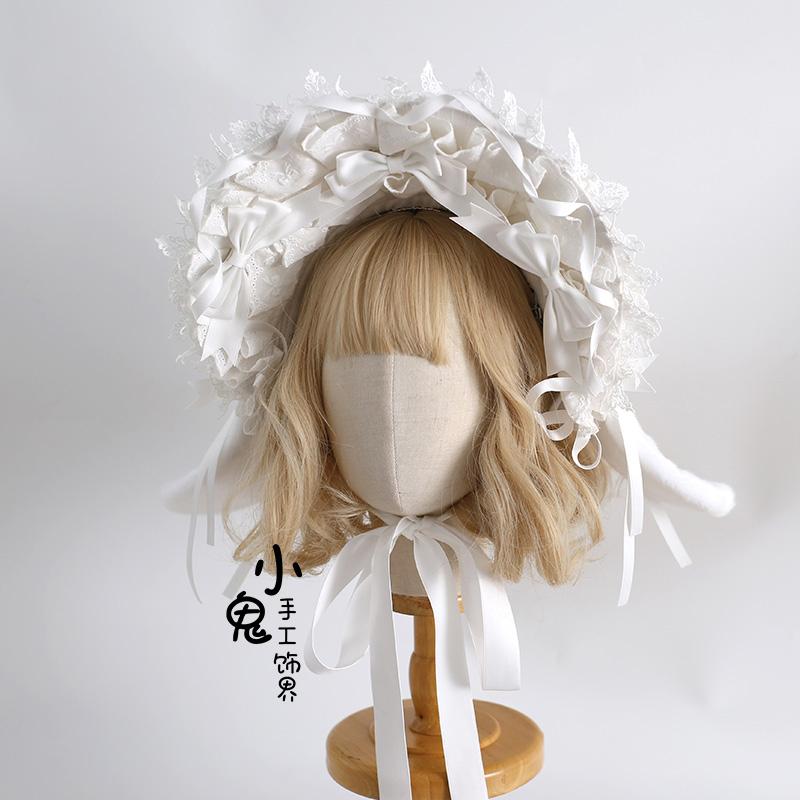 Original Rabbit Ears Cute Lolita Ponet Rabbit Ears Doll Headband Lace Bow Bunny Bnt Multi-color Hair Accessories for Women