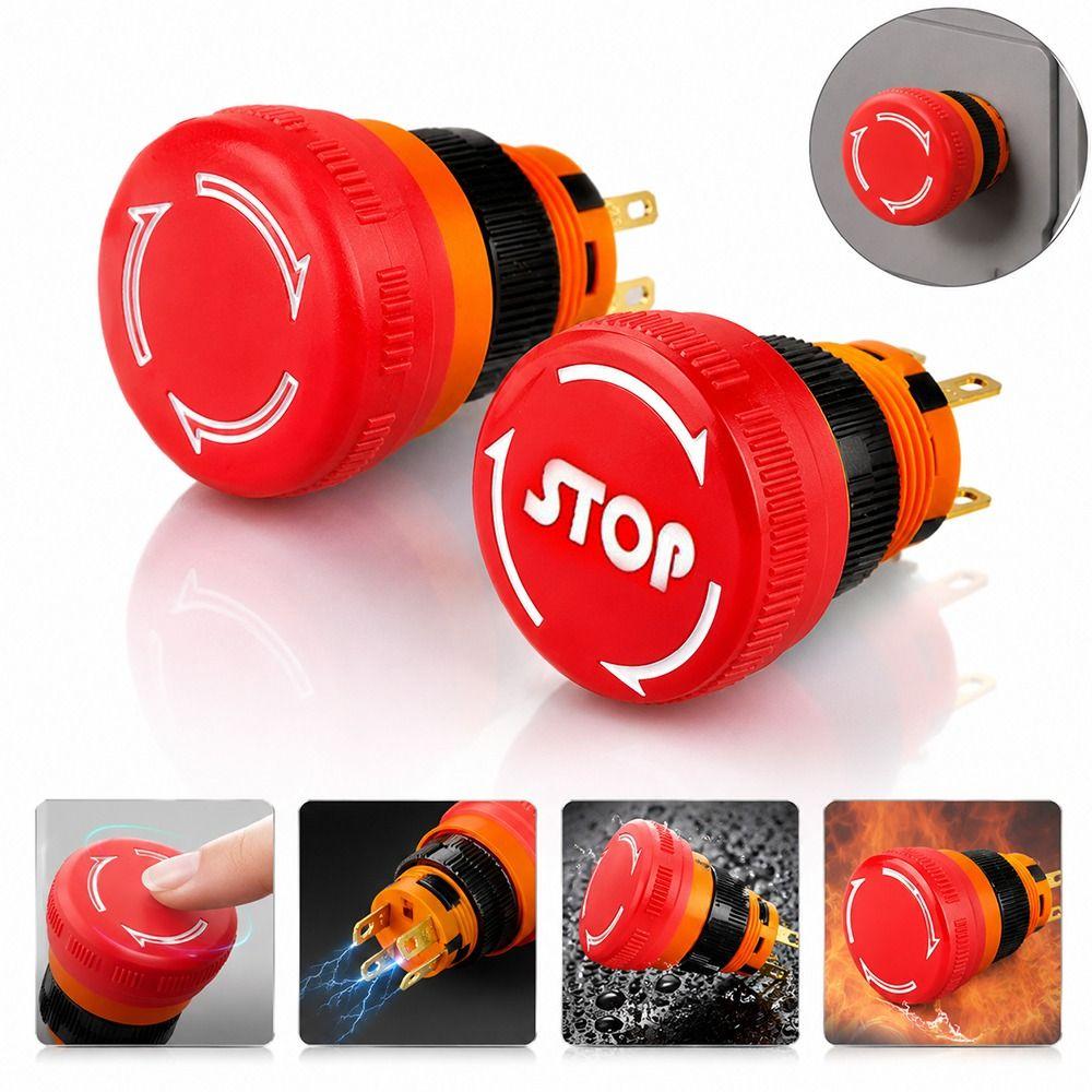 1Pcs 16mm Emergency Stop Push Button Switch Mushroom Stop Button  for Emergency Stop Control