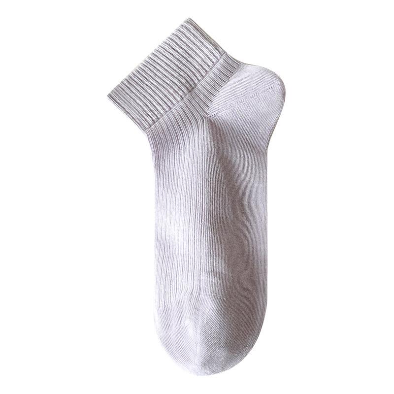 5 Pairs of Women's Spring and Summer Thin Breathable White Boneless Antibacterial and Deodorant Short Tube Cotton Socks