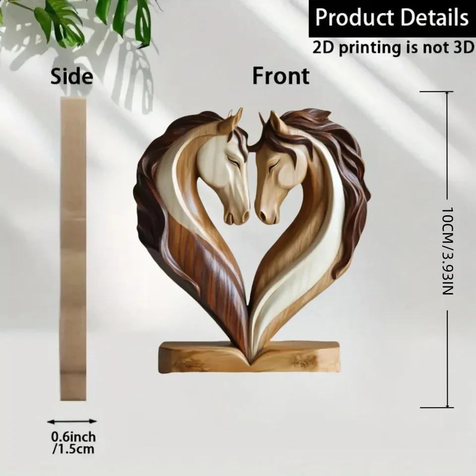 Minimalist 2D Flat Natural Wood Grain Cat Dog Rabbit Couple Figurine Home Tabletop Decor Lover Gift Wood Animal Figurine