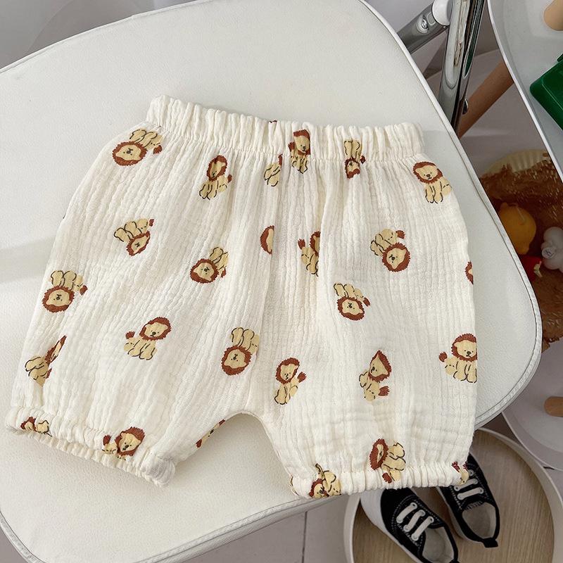 New Arrival Korean Style Cute Baby Gauze Homewear Set Children's Breathable Loose Sleeveless Shorts 2-Piece Set