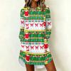 Women's Casual Dress Christmas Print Neck Long Sleeve Festive Holiday Outfit