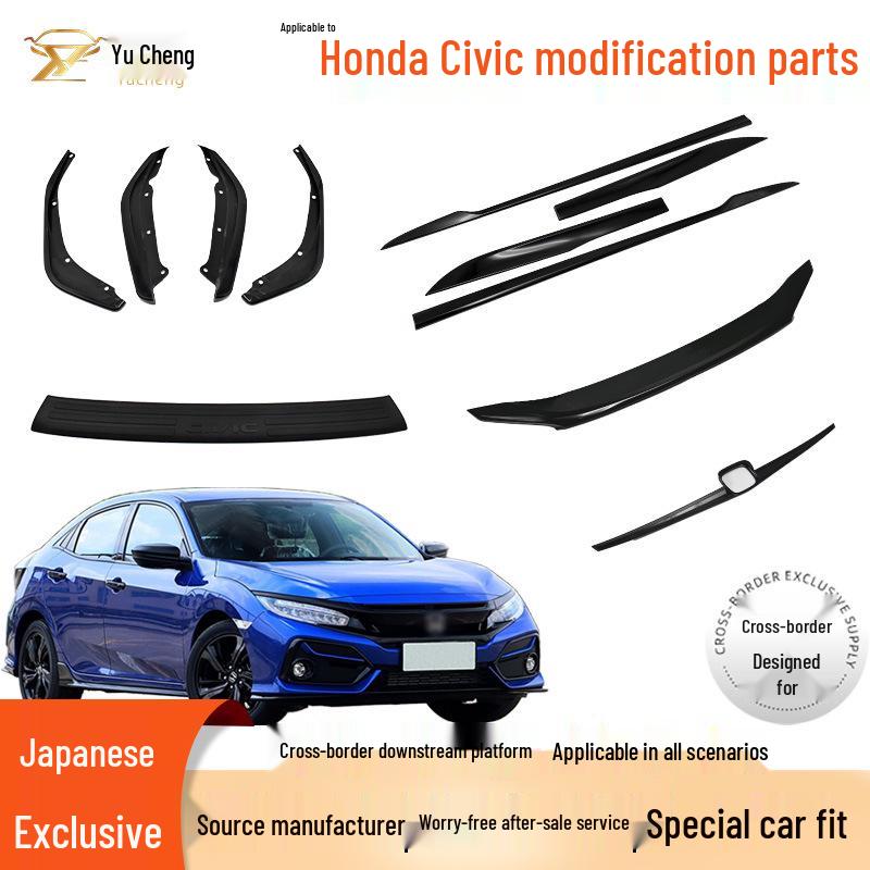 10th Gen Civic Modified Parts: Door Side Trim, Corner Cover, Rear Spoiler, Rear Door Trim, Body Kit