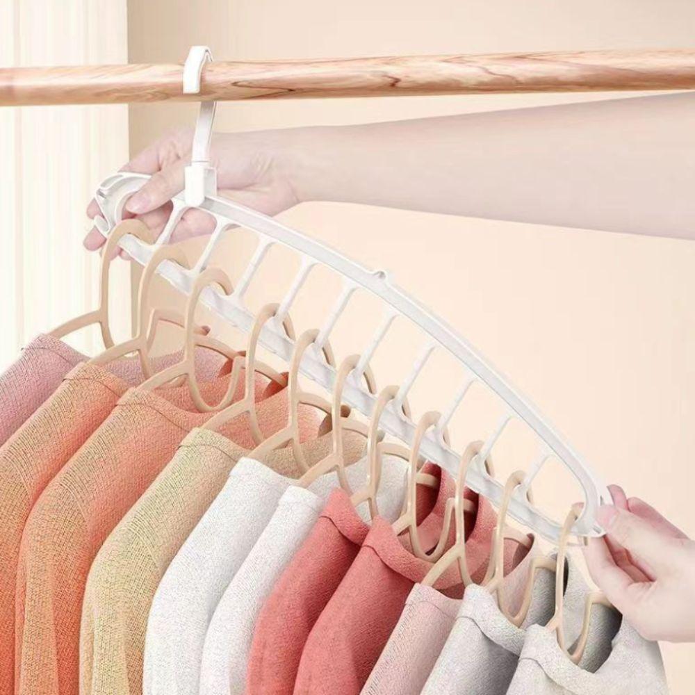 4PCS Rotatable Hook Multi-Hole Clothes Hanger Space-Saving Non-slip Wardrobe Clothes Organizer Plastic Clothes Hanging Rack