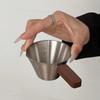 Stainless Steel Measuring Cup With Wooden Handle 100Ml Coffee Milk Pitcher With Scale For Barista And Kitchen Use