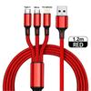 1-4Pcs 3 In 1 USB Charger Fast Charging Cable Type C Micro IOS Multi Charger Cable for iPhone Huawei Samsung Nylon Braided Cord