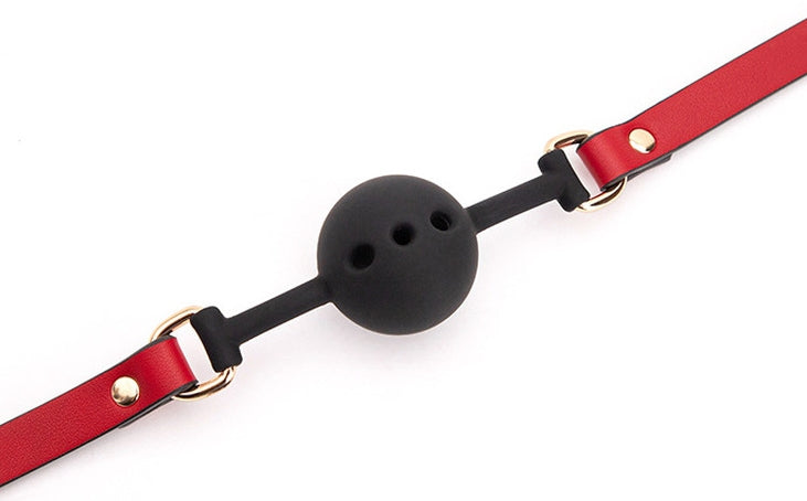 Bâillon Boule Liny Thin Noir-Rouge - LuxuryFantasy - Baillons BDSM