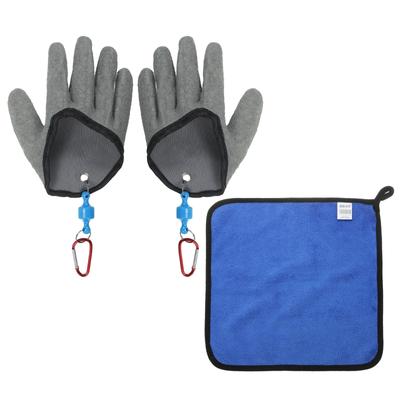 PATIKIL 1 Pair Fishing Gloves with Magnetic Fisherman Professional Catch Fish Fillet Gloves with Towel for Catching Gray Release, Gloves, Non-Slip