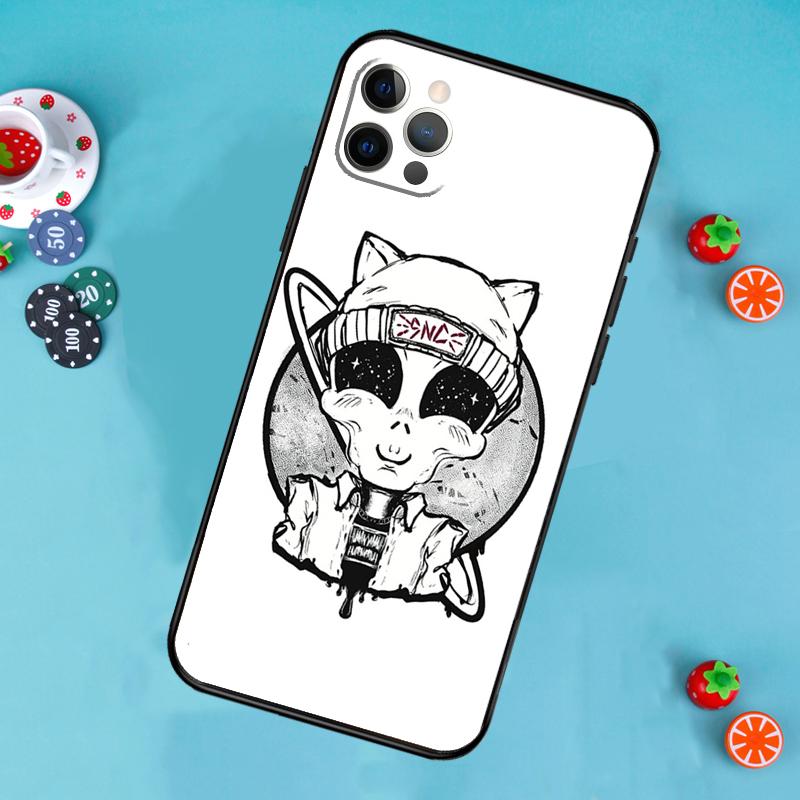 Alien Kawaii Art Phone Case For iPhone 17 Air 15 14 13 12 11 16 Pro Max 13 12 Mini 15 16 Plus 16e Cover Funda
