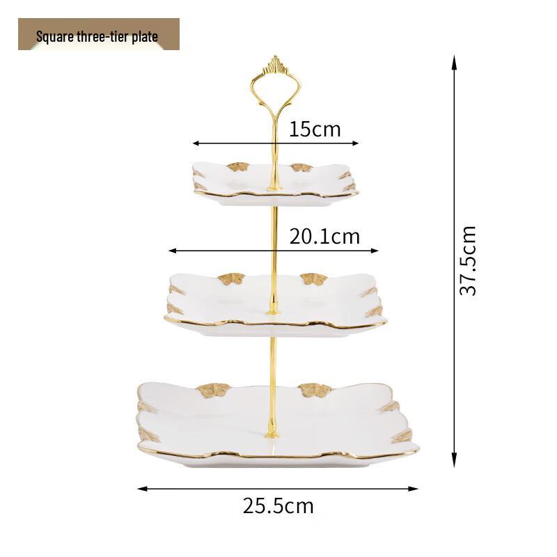 Трехъярусная керамическая тарелка для десертов и фруктов