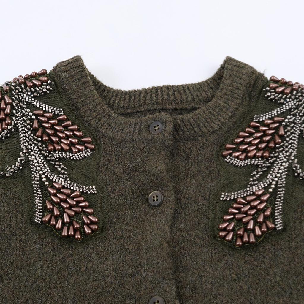 New fashionable gentle beaded knit cardigan jacket 3920090