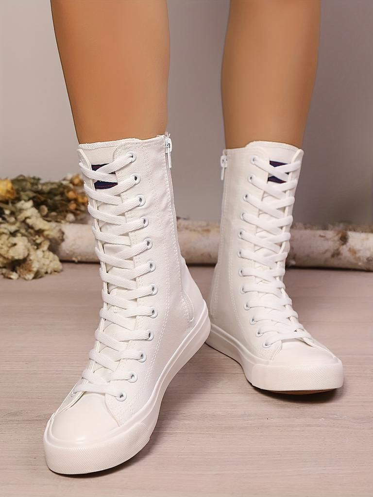 Women's Spring And Autumn Casual Sports Shoes Solid Color Simple Sports Boots