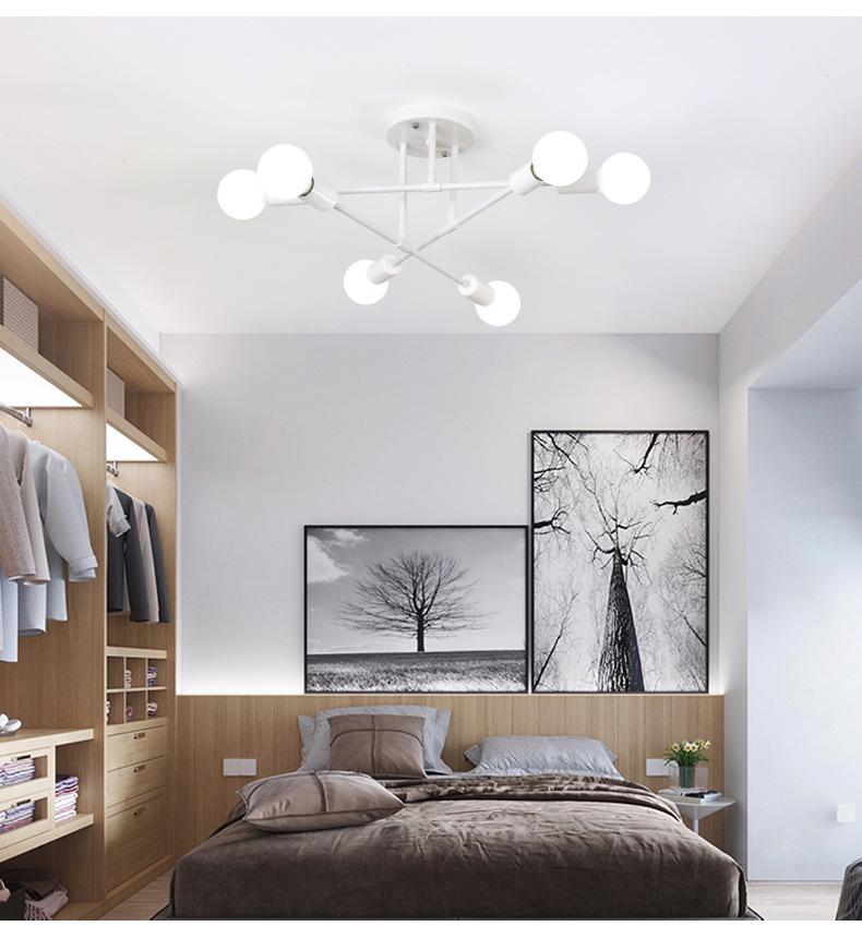 Modern Industrial Multi-Head Wrought Iron Ceiling Light for Living Room or Bedroom