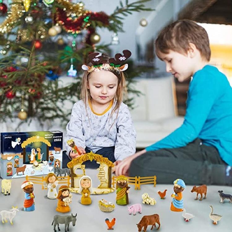Whimsical Jesus Nativity Display Enchanting Christmas Countdown Calendar for Children