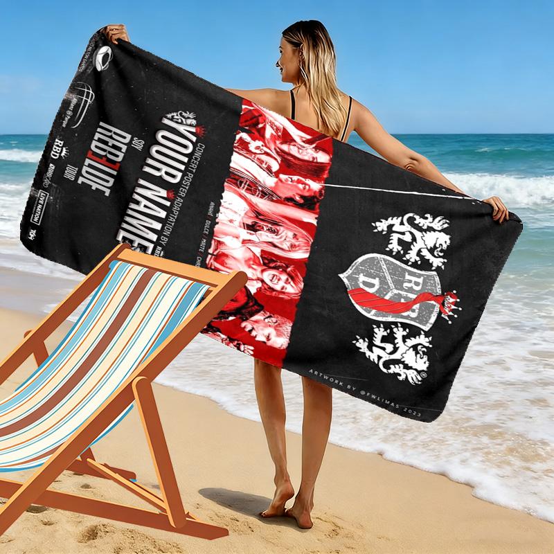 Name Custom RBD Band Print Beach Towel, Large Soft Quick Dry Towel for Beach Camping Swimming