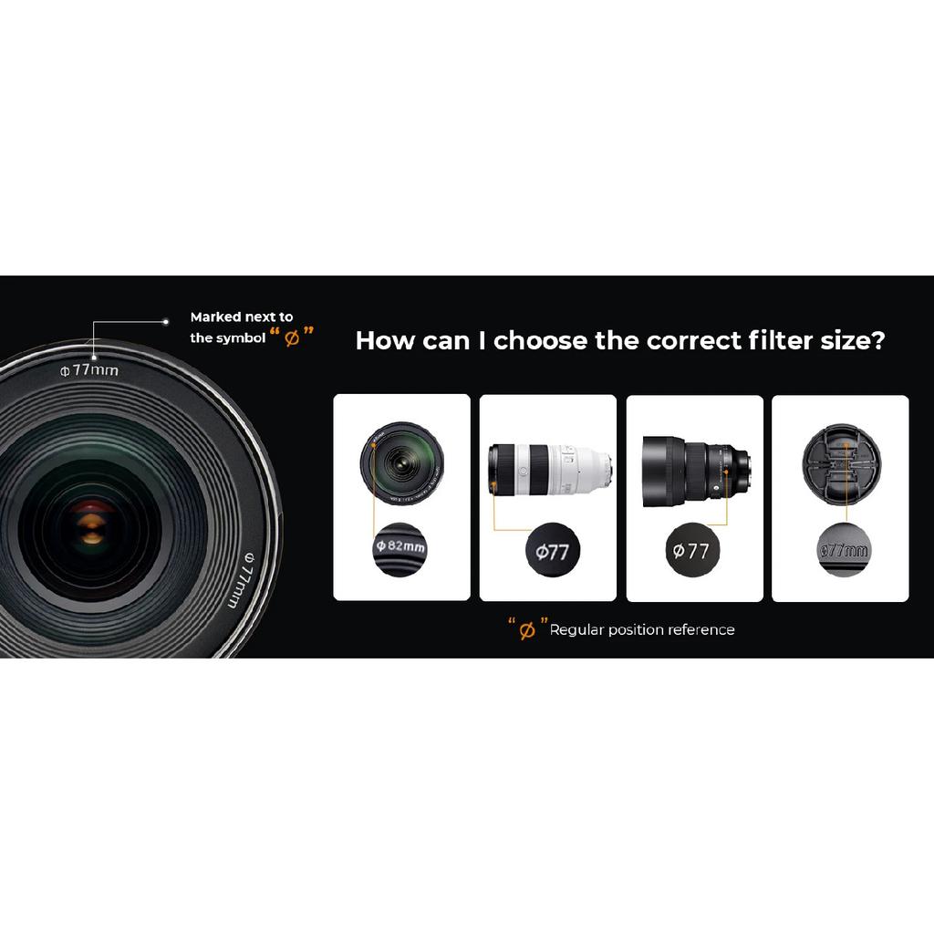 K&F Concept ND100000 Solar Filter 28-Layer Neutral Density 16.6-Stop Filters for Camera Lens Accessories 49mm-95mm Nano-X Series