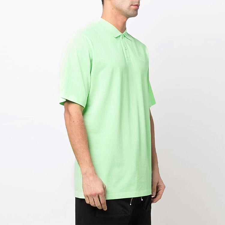 Y-3 SS22 Logo Print Cotton Solid Short Sleeve Polo Shirt Men Polo Shirts Green HG6222