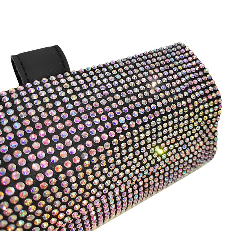 Bling Rhinestone Car Glasses Box Portable Car Sunglasses Holder In The Car Driving Crystal Auto Sun Visor Organizer Glasses Bag