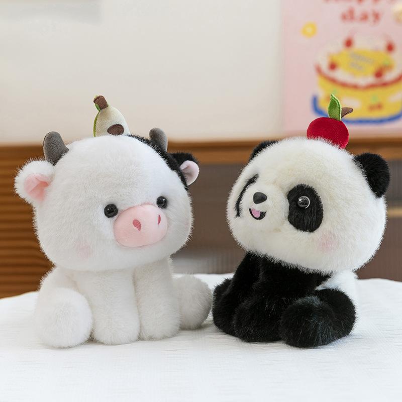 Milk Cute Fruit Party Plush Toy Wedding Throwing Apple Panda Strawberry Elephant Desk Setting Watermelon Dog