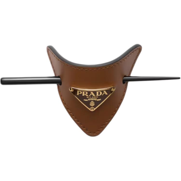 Prada Logo Design Metal Hairpin Women accessories Cognac 1IF004_8NQ_F0ORP F,Cognac