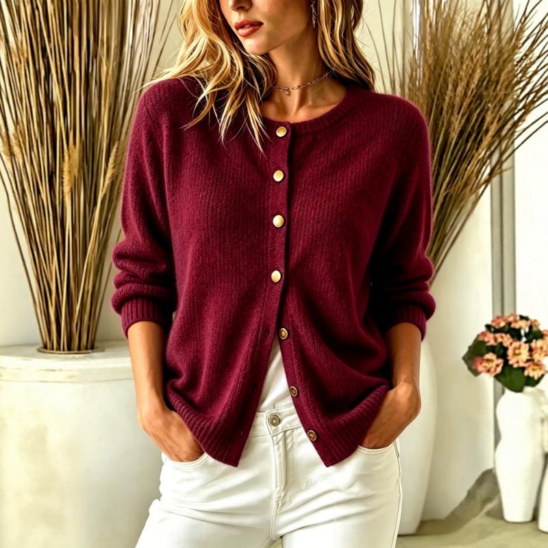 Women S Solid Button Cardigan Long Sleeve Sweater